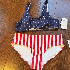 Old Navy Red, White and blue stars and stripe two piece bathing suit